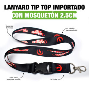 LANYARD TIP TOP IMPORTADO CON MOSQUETÓN GIRATORIO PREMIUM 2.5 CM