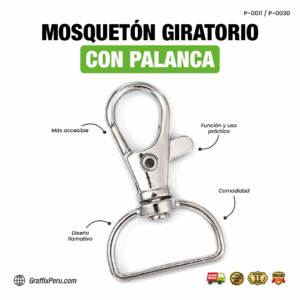 MOSQUETÓN  GIRATORIO CON PALANCA 2CM PARA LANYARD