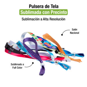 PULSERA DE TELA SUBLIMADA CON PRECINTO