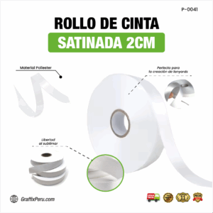 ROLLO DE CINTA SATINADA 2CM PARA SUBLIMAR LANYARDS