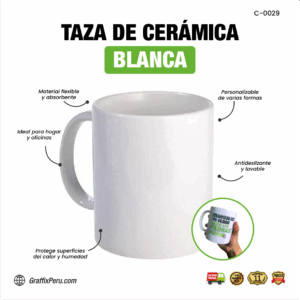 TAZA BLANCA 11 ONZ  PARA SUBLIMAR