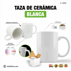 TAZA BLANCA 11 ONZ  PARA SUBLIMAR