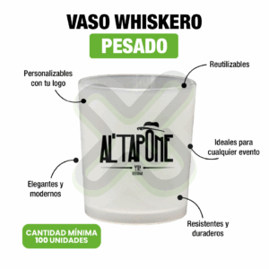 VASO WHISKERO PESADO 13 ONZ CON LOGO PUBLICITARIO