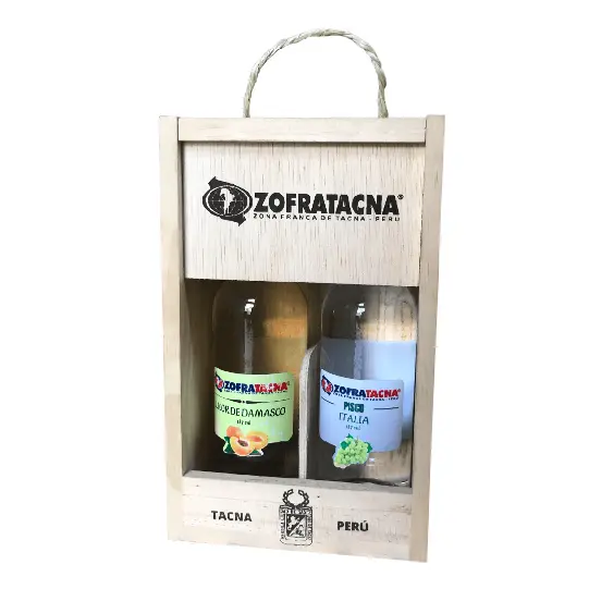 CAJA DE MADERA CON 2 BOTELLA DE PISCO PERSONALIZADO DE 330ML - Imagen 3