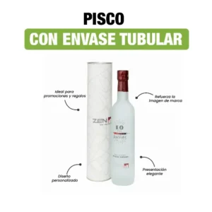 ENVASE TUBULAR CON BOTELLA DE PISCO 500ML