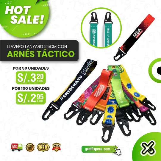 Llavero Lanyard 2.5cm con arnés táctico