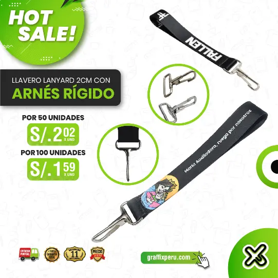 Llavero lanyard 2cm con arnés rígido