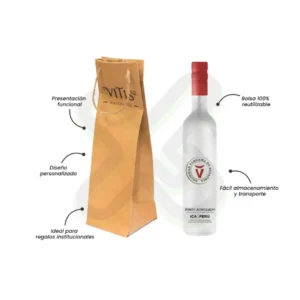 BOLSA PERSONALIZADA CON PISCO PERSONALIZADO 500ML