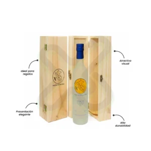 CAJA DE MADERA CON PISCO PERSONALIZADO 500ML