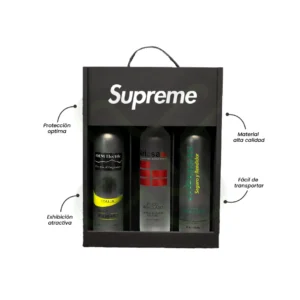 CAJA PARA PISCO TIPO VITRINA 3 BOTELLAS