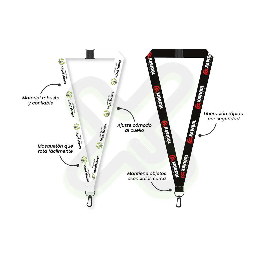 LANYARD CON ARNES NEGRO Y BREAK AWAY 2CM - Imagen 2