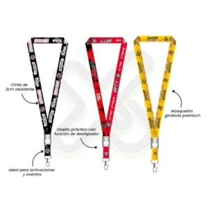 LANYARD CON DESTAPADOR CON MOSQUETON GIRATORIO Y PALANCA 2CM
