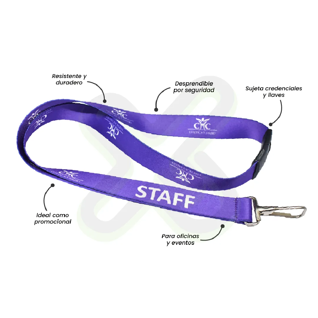 LANYARD CON MOSQUETON RIGIDO Y BREAK AWAY 2CM