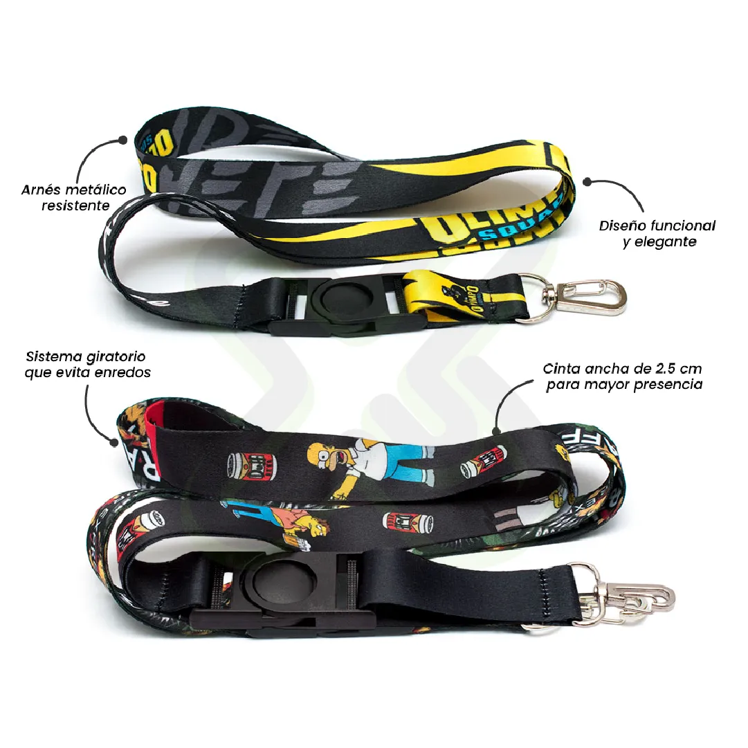 LANYARD CON TIP TOP GIRATORIO Y ARNES PLATA 2 5CM - Imagen 2