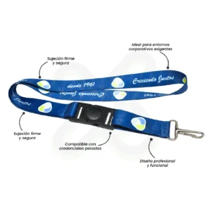 LANYARD CON TIP TOP GIRATORIO Y MOSQUETON RIGIDO 2 5CM