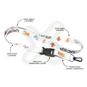 LANYARD CON TIP TOP PLANO IMPORTADO Y ARNES NEGRO 2 5CM