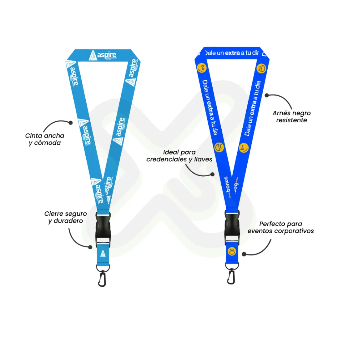 LANYARD CON TIP TOP PLANO IMPORTADO Y ARNES NEGRO 2 5CM - Imagen 2