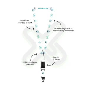 LANYARD CON TIP TOP PLANO IMPORTADO Y ARNES TACTICO 2 5CM
