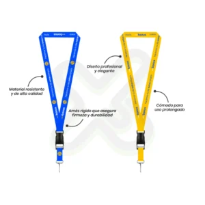 LANYARD CON TIP TOP PLANO IMPORTADO Y MOSQUETON RIGIDO 2 5CM
