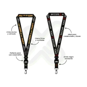 LANYARD CON TIP TOP PLANO NACIONAL Y ARNES NEGRO 2 5CM