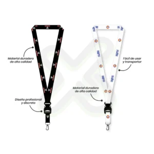 LANYARD CON TIP TOP PLANO NACIONAL Y ARNES NEGRO 2CM