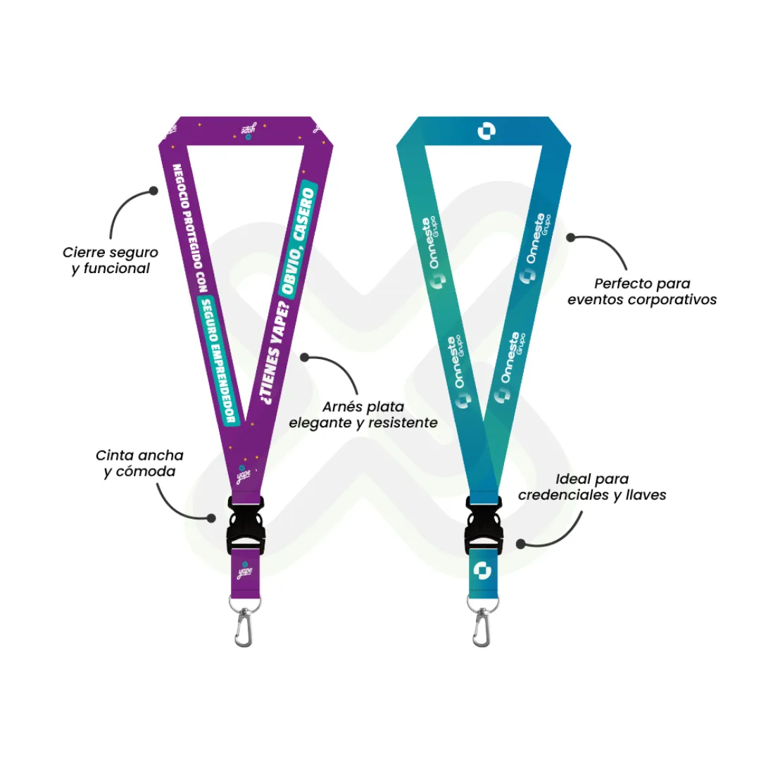 LANYARD CON TIP TOP PLANO NACIONAL Y ARNES PLATA 2 5CM