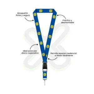 LANYARD CON TIP TOP PLANO NACIONAL Y MOSQUETON RIGIDO 2 5CM
