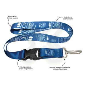 LANYARD CON TIP TOP PLANO NACIONAL Y MOSQUETON RIGIDO 2CM