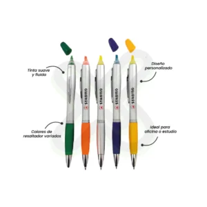 LAPICERO PLASTICO SILUETA CON RESALTADOR