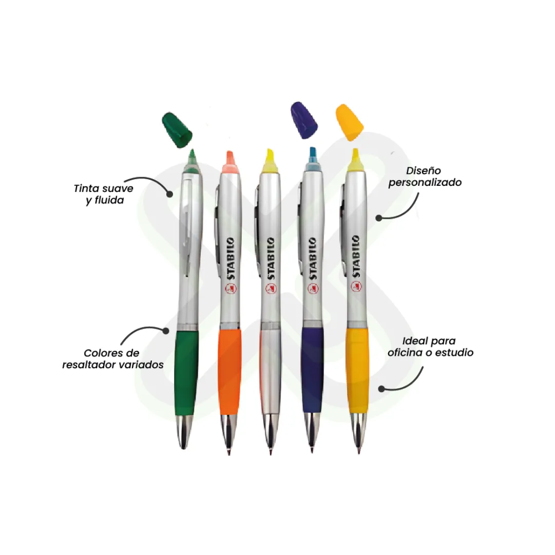LAPICERO PLASTICO SILUETA CON RESALTADOR