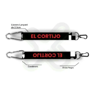 LLAVERO LANYARD CON CARABINER Y ARNES NEGRO 2 5CM