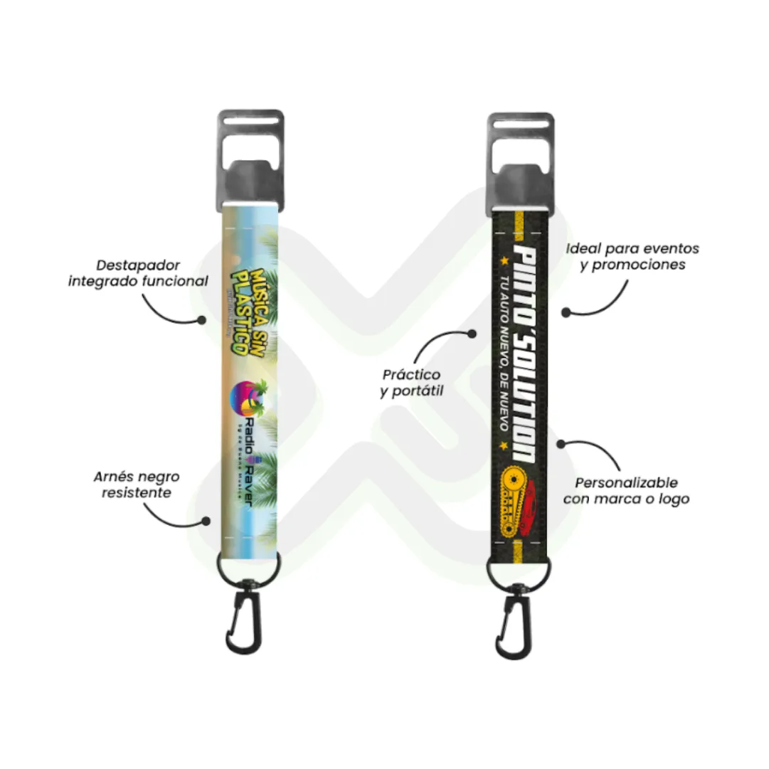 LLAVERO LANYARD CON DESTAPADOR Y ARNES NEGRO 2 5CM