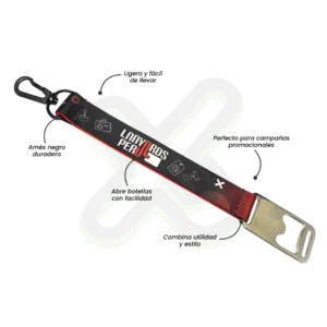 LLAVERO LANYARD CON DESTAPADOR Y ARNES NEGRO 2CM
