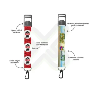 LLAVERO LANYARD CON DESTAPADOR Y ARNES NEGRO 2CM