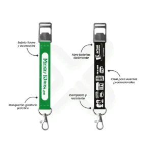 LLAVERO LANYARD CON DESTAPADOR Y MOSQUETON GIRATORIO CON PALANCA 2CM