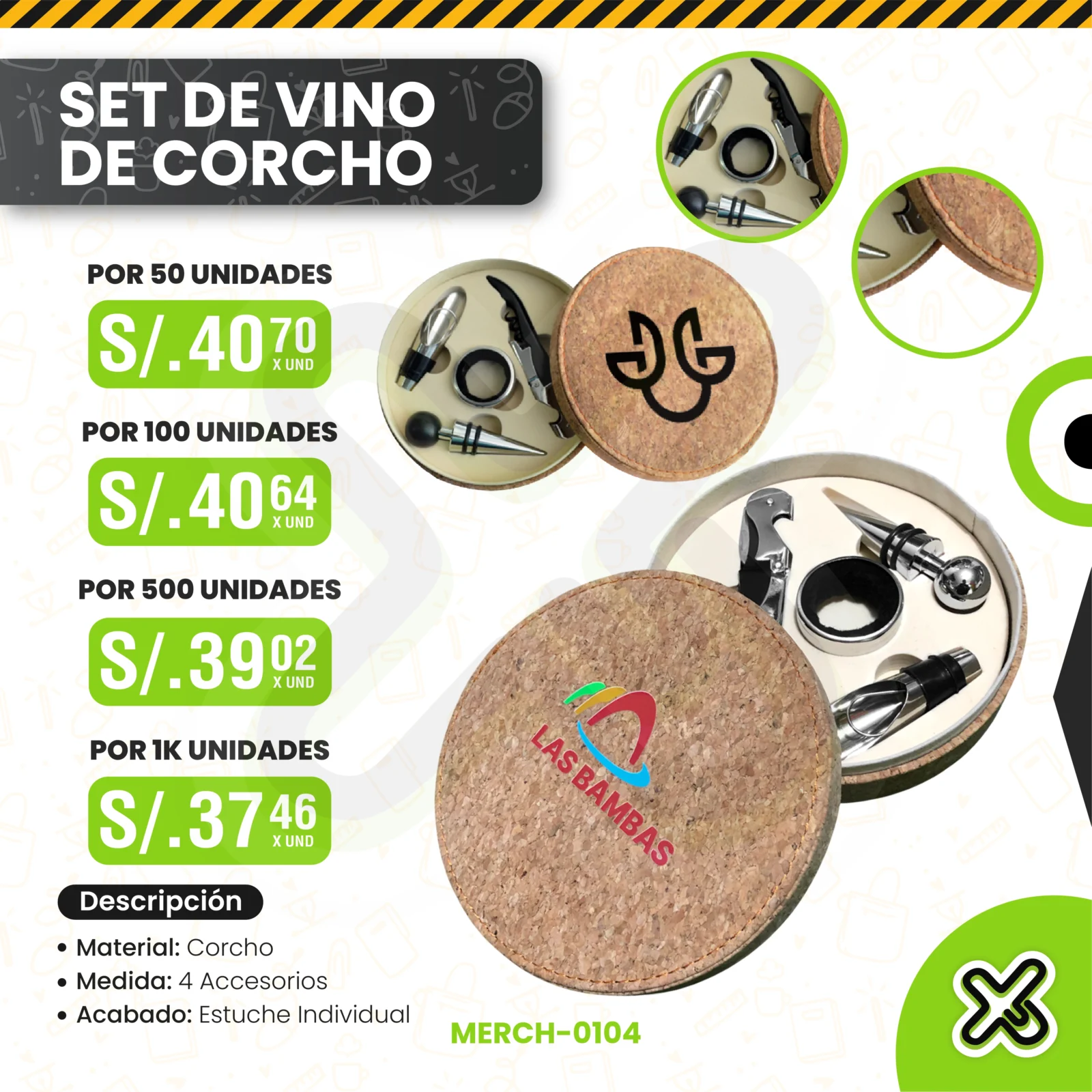 SET DE VINO DE CORCHO