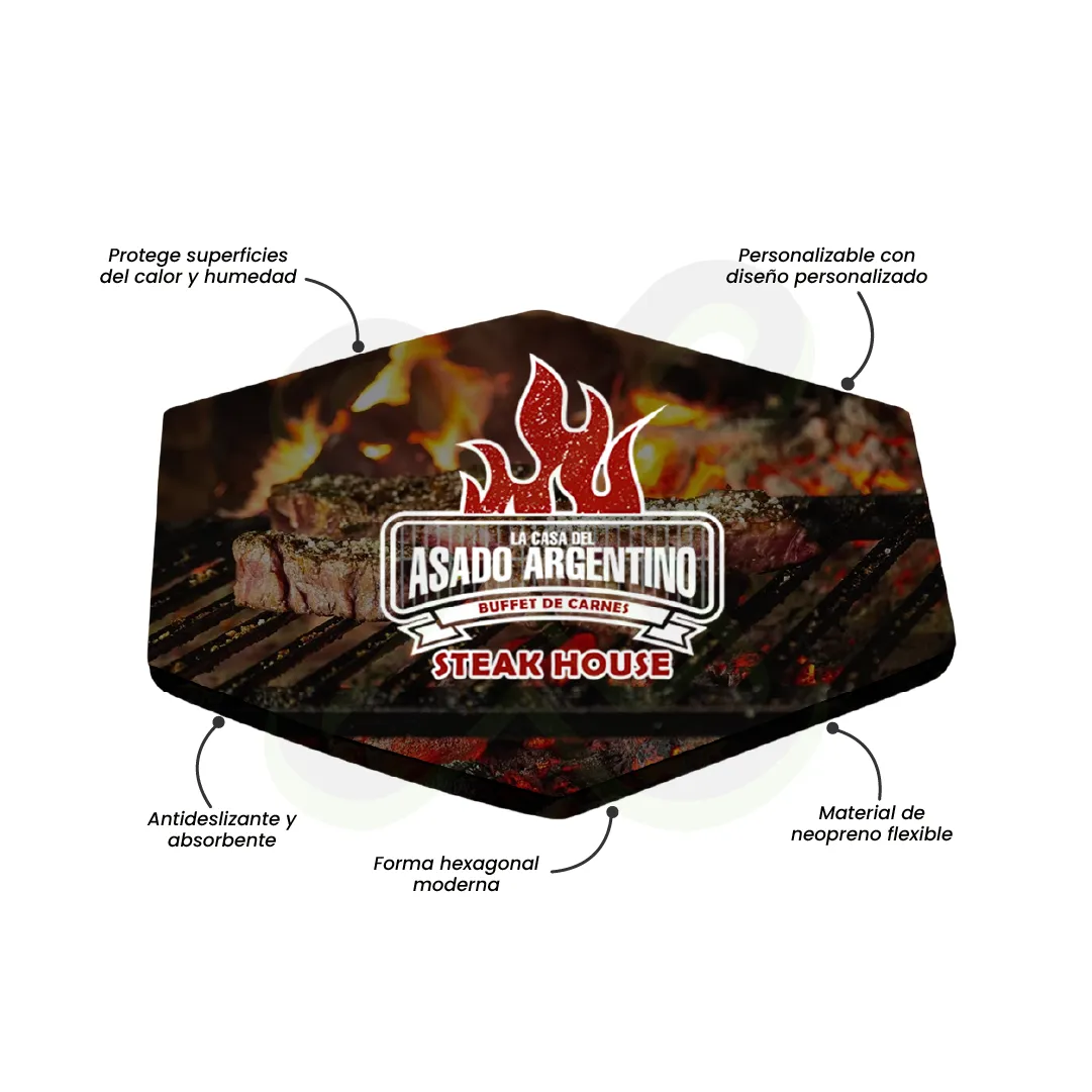 POSAVASOS DE NEOPRENO HEXAGONAL