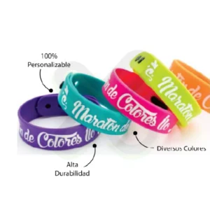 PULSERA DE GOMA CON BROCHE IMPRESION UN COLOR