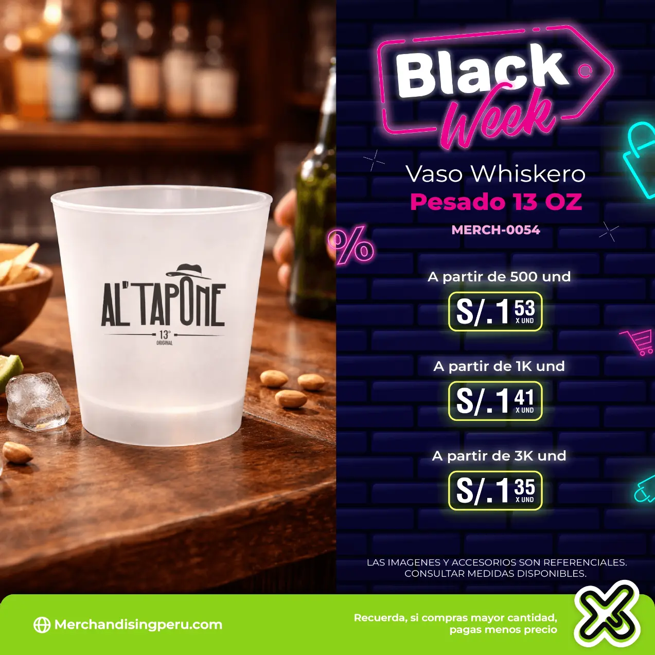 Vaso Whiskero Pesado 13 OZ